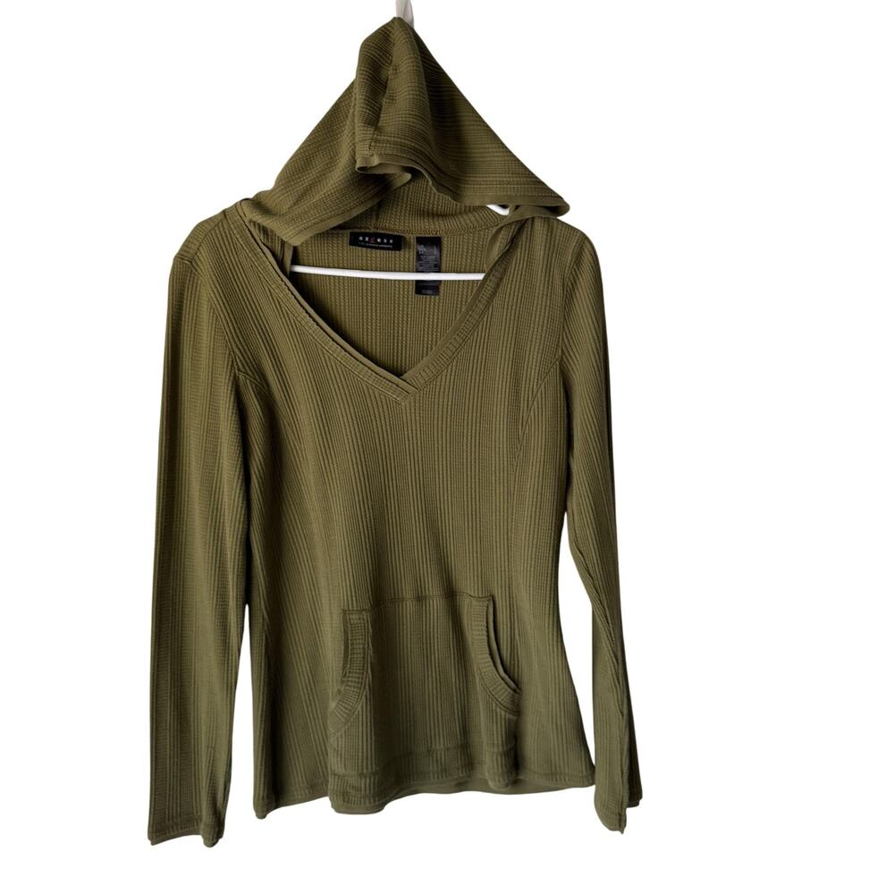 Axcess Y2k Hoodie Pullover Womens Large Ribbed‎ Long Sleeve Casual Top Grunge